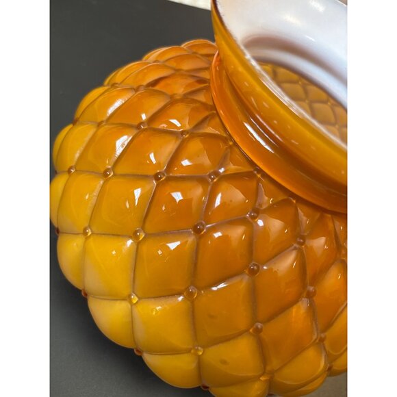 Vintage Amber Glass Lampshade Quilted Replacement Globe Overlay Glass 6 3/4" - Picture 8 of 12